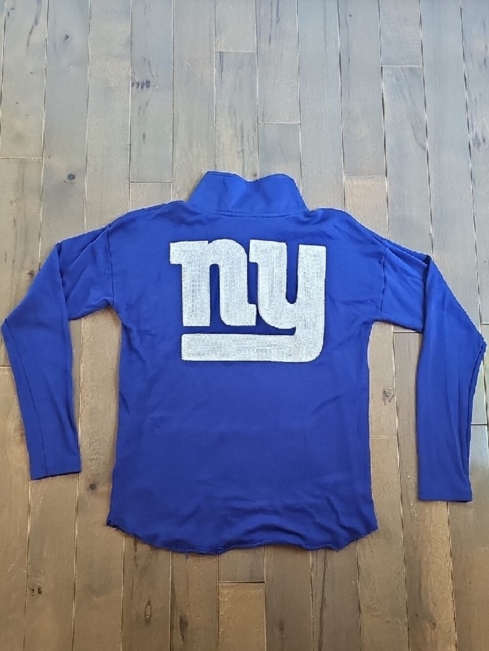 PINK Victora's Secrrt Half-Zip Pullover New York Giants Sequin, Blue, Medium